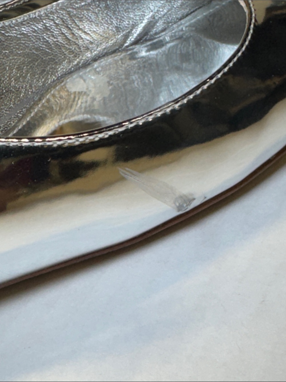 Larroude Blair Silver Mary Jane’s Ballet Flats Silver Mirror Size 8 Used - Picture 14 of 17